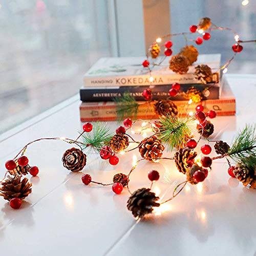 화환 라이트, 크리스마스 Led 끈,스트립,선 라이트 크리스마스 벨 소나무 바늘 소나무 콘 크리스마스 wreath 트리 garland-2m-6.8ft/ 20 Led