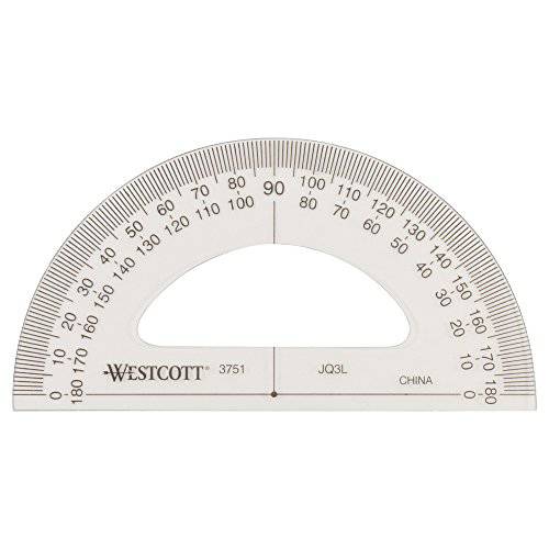 Westcott 3 1/ 2-Inch 180° Semi-Circular 각도기 측정 툴 (3751), 투명