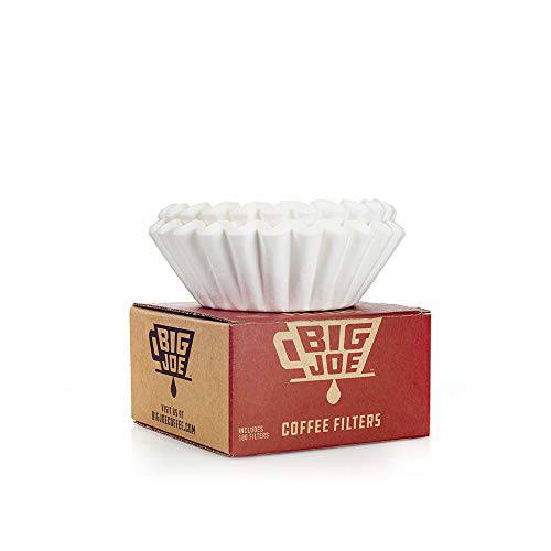 Big Joe Coffee - Biodegradable 화이트 상업용 사이즈 Pour Over 커피 브루어 필터 - 100 Count - 18 컵 엑스트라 라지 바스킷