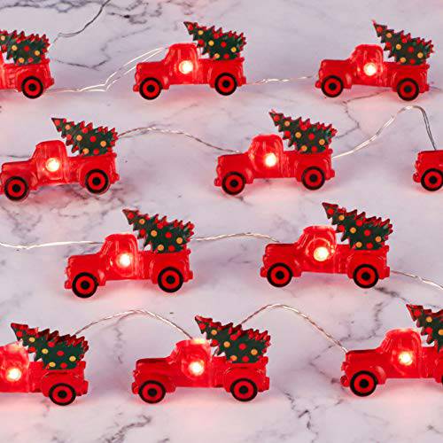 Impress Life  크리스마스 트리 Farmhouse 트럭 끈,스트립,선 라이트 장식, 10ft 30 Leds, 배터리 USB Plug-in 전원  리모컨, 원격, 실내 Fairy 라이트 파티 크리스마스 트리 장식,데코