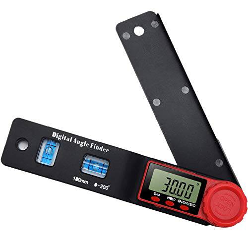 SDFSX  디지털 앵글 파인더, 각도기 0-200° 자 디지털 Goniometer 수평 and 버티컬 레벨 LCD 디스플레이 Rule 미터 측정 툴, DIY 툴 (180mm)