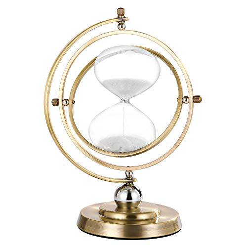 Hourglass 타이머, 빈티지 샌드 시계 30 분, 앤틱 황동&  메탈 시간 글래스  장식용 - 회전 라지 독특한 Sandglass 타이머 (30 Min)