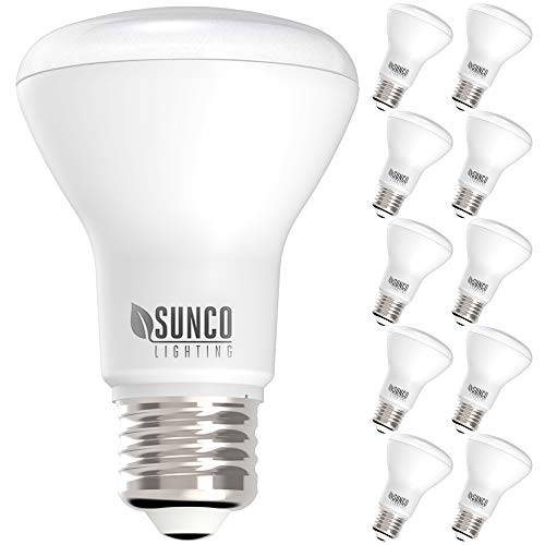 Sunco Lighting 10 팩 BR20 LED 전구, 7W=50W, 밝기조절가능, 5000K 일광, E26 베이스, 플러드 라이트 가정용 or 오피스 스페이스 - UL&  에너지 스타