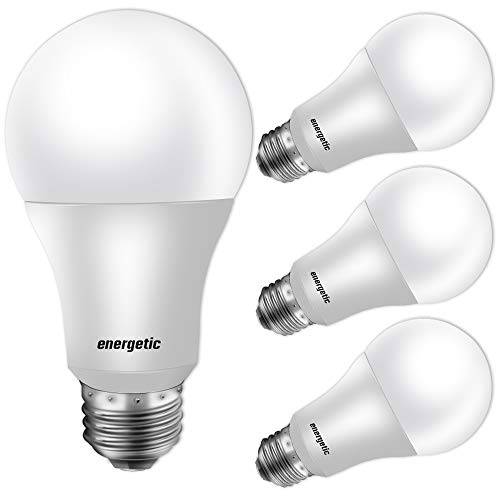 40W 호환, A19 LED 라이트 전구, 5000K Daylight(Natural 화이트), E26 스탠다드 베이스, Non-Dimmable, 450lm, UL Listed, 4-Pack
