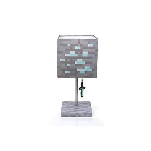 Minecraft  다이아몬드 Ore 블록 LED 램프 w/ 3D 다이아몬드 소드 풀러 | 14-Inch 램프