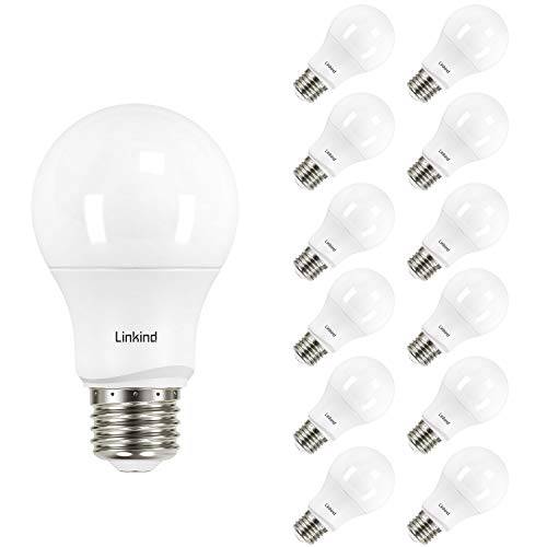 Linkind  밝기조절가능 A19 LED 라이트 전구, 60W 호환, E26 베이스, 5000K 일광, 9.5W 840 루멘 120V, UL Listed FCC 인증된, 에너지 스타, 팩 of 12
