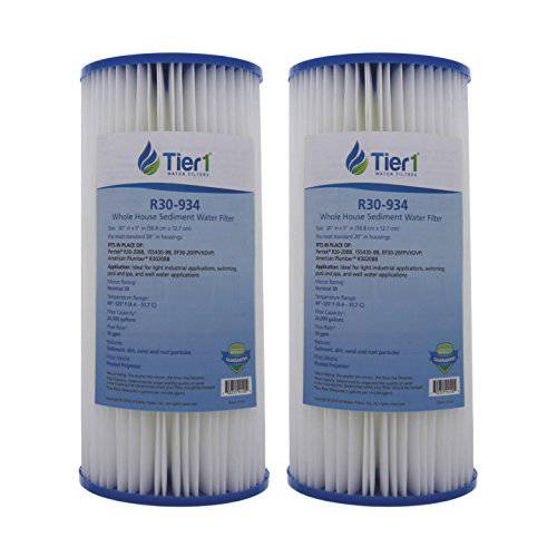 Tier1  교체용 R30-BB 30 Micron 10 x 4.5 주름을잡은 폴리에스터 침전물 워터 Filer 2 팩