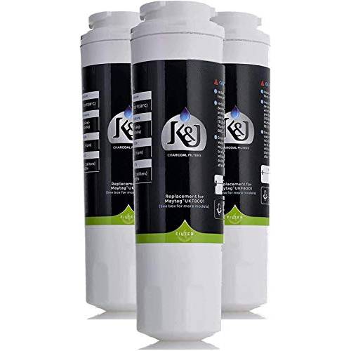 K&J UKF8001 냉장고 용수필터, 물 필터, 정수 필터, 호환가능한 Maytag 필터 4 - 교체용 Maytag UKF8001, UKF8001AXX, EDR4RXD1, 월풀 4396395, 469006, EveryDrop, PUR, 정화 II (3 팩)