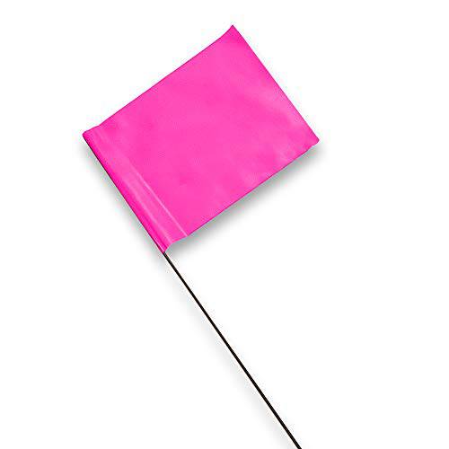 마킹 플래그 - 4 x 5-Inch 깃발 on 15-Inch 스틸 와이어 - 네온 핑크, 100 팩 - 마커 플래그 Irrigation, 살포기 플래그, 잔디 플래그, 마당 플래그, 가든 플래그, 강아지 트레이닝, 보이지않는 울타리