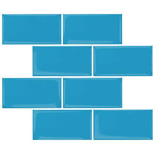 STICKGOO 10-Sheet 두꺼운 디자인 필 and 스틱 지하철 타일,  부착형, 스티커 타일 백스플래시  주방&  화장실 in 블루