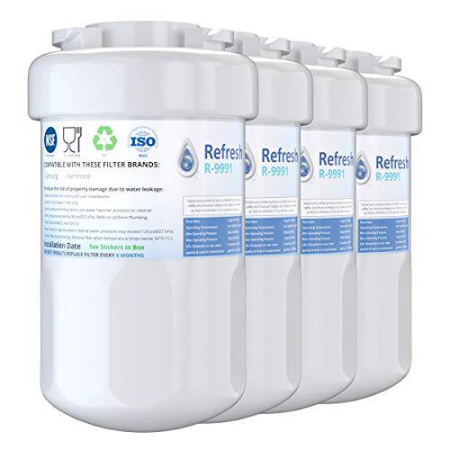 Refresh  교체용 GE Smatwater MWF GWF, MWFP, MWFA and Kenmore 46-9991, 469991, 9991 냉장고 용수필터, 물 필터, 정수 필터 (4-Pack)