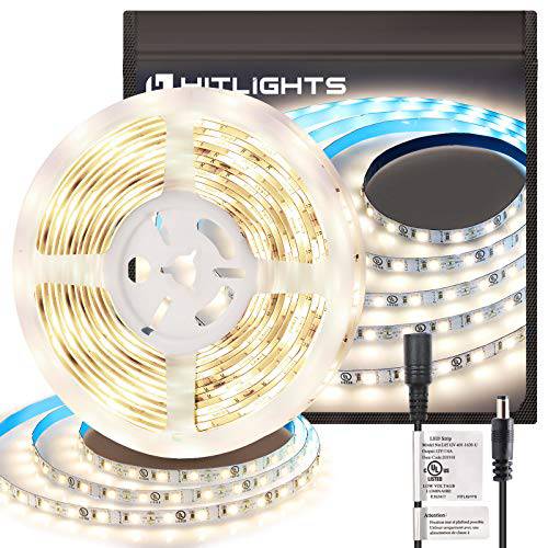 LED 라이트 스트립, HitLights  중성 화이트 프리미엄 3528-16.4 Feet, 300 Leds, 4000K, 550 루멘/ M. UL-Listed. 12V DC 테이프 라이트