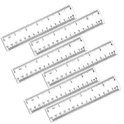 6 팩 6 인치 자 플라스틱 자 스트레이트 자 플라스틱 측정 툴 투명 자 스몰 자 인치 and 매트릭 측정 학생 학교 오피스 (클리어, 15cm)