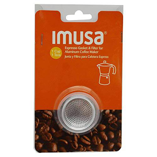 IMUSA USA 알루미늄 스토브톱 교체용 러버 링&  필터 1-Cup, 화이트