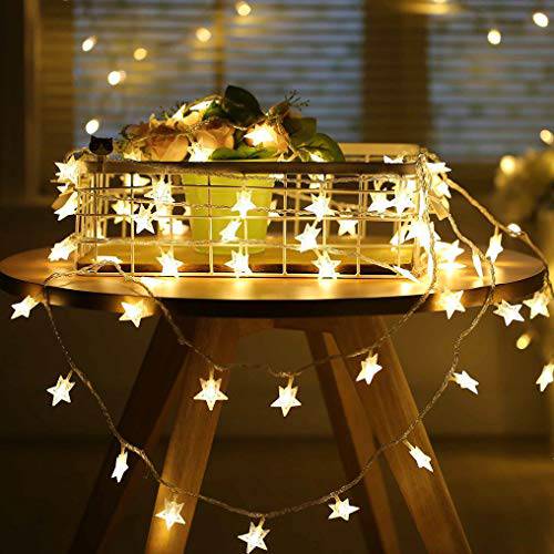 스타 스트링 라이트, Merdeco 16ft/ 5m 50 LED 플러그인 스트링 라이트 따뜻한 화이트 페어리 라이트 크리스마스/ 웨딩/ 파티 실내 and 아웃도어 장식