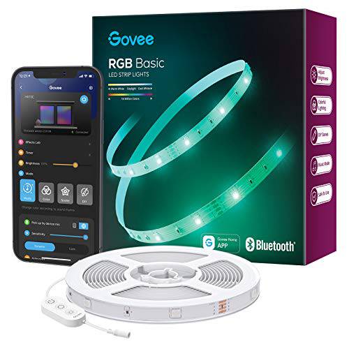 Govee 50ft LED 스트립 라이트, 블루투스 RGB LED 라이트 어플 컨트롤, 브라이트 5050 Leds, 64 풍경 and 음악 동기화 라이트 스트립 침실,  거실, 주방, 파티, ETL Listed 어댑터