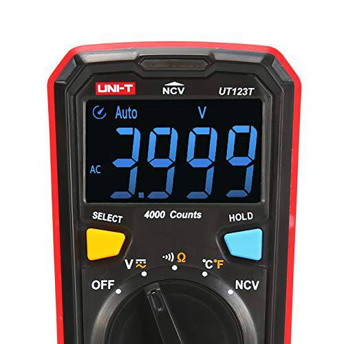 UNI-T, UT123T Residential 멀티미터,전기,전압계,측정, 4000 Counts 오토 범위 Non-Contact 전압 감지,센서 테스트 리드 온도센서, 열전대, thermocouple