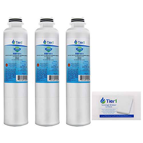 Tier1 냉장고 용수필터, 물 필터, 정수 필터 교체용 삼성 DA29-00020B, DA29-00020A, HAFCIN/ Exp, HAFCIN, 46-9101, DA97-08006A-B -제거 음료 워터 Contaminants- 3 팩 12 지우개 클리너 스펀지
