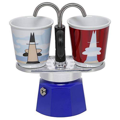 Bialetti 미니 Express Magritte,  커피머신, 커피 캡슐 머신, 커피 메이커+ 2 shot 글라스, 2-Cups, 알루미늄