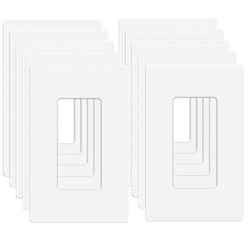 MLLIZH 10 팩 1-Gang 나사없는 벽면 플레이트, 데코라 콘센트 커버 플레이트, 4.57” H x 2.76” L, 라이트 스위치, 주차, GFCI, USB 콘센트