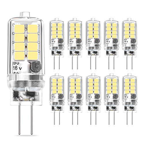 G4 LED 전구 3W 호환 to 20W 30W 할로겐 전구, 일광 화이트 6000K 360° 빔 앵글 AC/ DC 12V G4 Bi-Pin LED 라이트 램프, Not 밝기조절가능, 10 팩