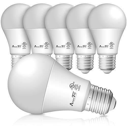 A19 LED 라이트 전구- 6 팩, AmeriTop Efficient 9W(60W 호환) 830 루멘 일반 라이트닝 전구, UL Listed, Non-Dimmable, E26 스탠다드 베이스 (5000K 일광)