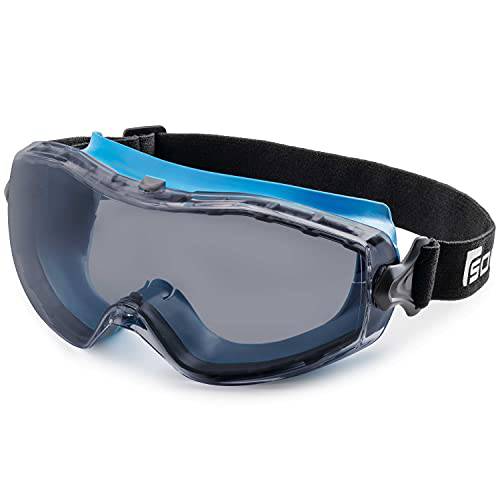 솔리드. 세이프티,안전 고글 that fits 아주 | 보호 안경 anti-fog, anti-scratch and UV-protection 렌즈 | Ideal 착용 as 보안경 over 글라스 | Grey-Tinted 렌즈 | 블루