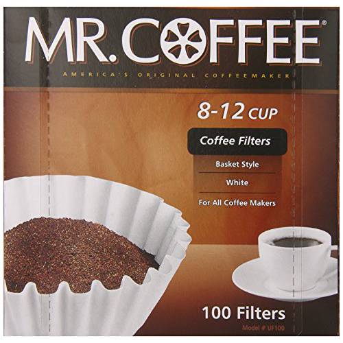 Mr. 커피 바스킷 커피 필터, 8-12 컵, 화이트 용지,종이, 8-inch, 100-Count Boxes (팩 of 12)