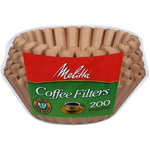 Melitta 200 ct 8-12 컵 커피머신, 커피 캡슐 머신, 커피 메이커 내츄럴 브라운 표백되지않음 바스킷 필터 by Melitta
