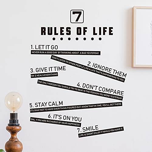 7 규칙 of Life 아름다운 벽면 데칼,도안 아름다운 비닐 벽면 장식 데칼,도안 문구,인용구 동기부여 벽면 인용문 문구 벽면 스티커 침실 or 홈 오피스