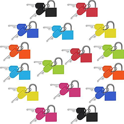 16 피스 수트케이스 자물쇠 키 메탈 자물쇠 짐가방,캐리어 자물쇠 다양한색 스몰 미니 맹꽁이자물쇠,통자물쇠,자물쇠 키,열쇠 맹꽁이자물쇠,통자물쇠,자물쇠 학교 헬스장, 8 컬러