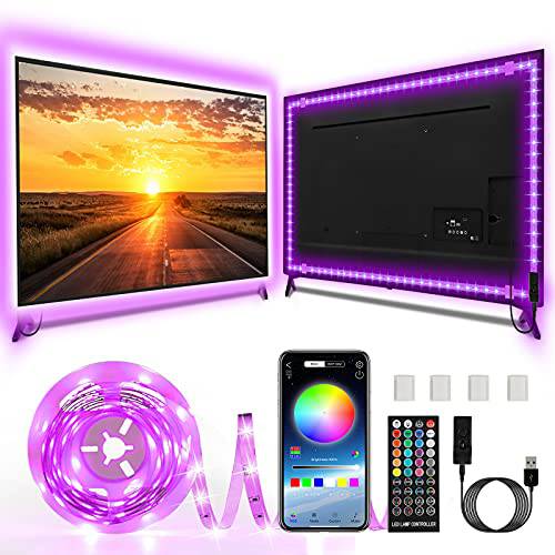 TV LED 백라이트, 9.8ft LED 라이트 32-65 인치 TV, PC, RGB 5050 DIY 컬러 40 키 리모컨 28 신 모드 and 어플 컨트롤 (9.8FT)