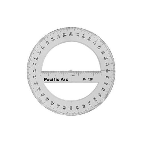 Pacific Arc’s 12 인치 360 도 플라스틱 원형 각도기 클리어