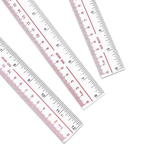 3 팩 Two-Color 스케일 (인치, cm) 플라스틱 자 세트 스트레이트 자 플라스틱 측정 툴 학생 학교 오피스 (6, 8, 12 인치/ 15, 20, 30cm)