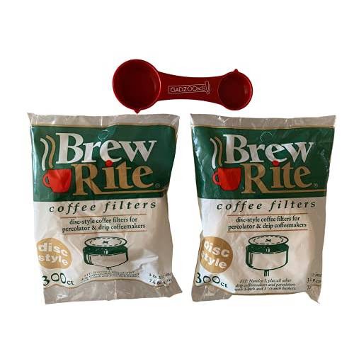브루 Rite 디스크 스타일 3 to 3 1/ 2 커피 필터 300 Count (팩 of 2) 여과기 and 드립커피 머신 플러스 보너스 커피 측정 스푼