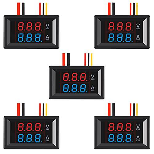 D-FLIFE 5pcs 0.28 LED 전압계 전류계, 레드 and 블루 디지털 멀티미터,전기,전압계,측정 디스플레이 전압 Current 테스터, DC 0-100V 10A 탐지기 전압 Current 미터 패널 앰프 볼트 게이지