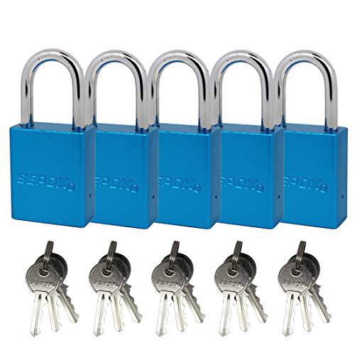 SEPOX 1-1/ 2 (38mm) 와이드 잠금 Aliminium 맹꽁이자물쇠,통자물쇠,자물쇠 키 Lockout 잠금 키,열쇠 한쌍 5 팩