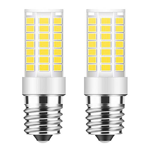 E17 LED 전구 밝기조절가능, 5W 전자레인지 오븐 전구, 일광 화이트 6000K, 40W 할로겐 전구 교체용 전자레인지, Over 스토브 기구, 레인지 후드, E17 중급자용 베이스 (2 팩)