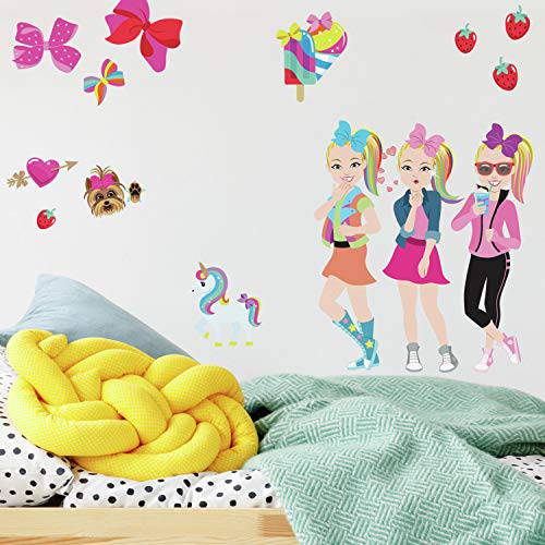 RoomMates - RMK4253SCS 조조 시와 카툰 필 And 스틱 벽면 데칼, 도안 | 핑크 벽면 스티커, 핑크, 블루, Yellow,