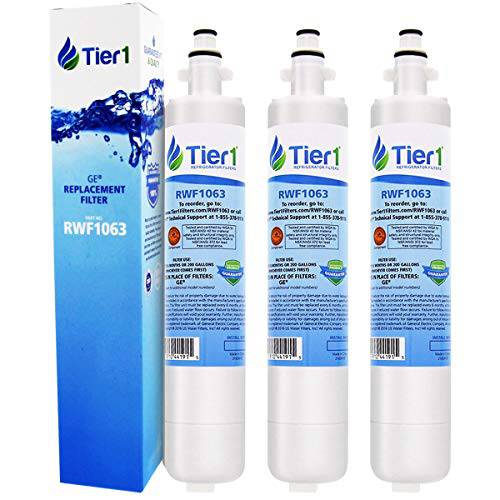 Tier1 냉장고 용수필터, 물 필터, 정수 필터 교체용 GE RPWF& WaterSentinel WSG-4 - 센서 카본 미디어 to 감소 염소 Taste and 냄새 - 3 팩