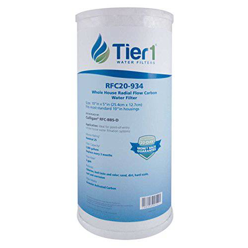 Tier1 교체용 Whole 집 용수필터, 물 필터, 정수 필터 FXHTC RFC-BB - 25 Micron - 10 x 4.5 - 가루 센서 카본 블록 용수필터, 물 필터, 정수 필터 - 제거 침전물, 먼지 and 파티클