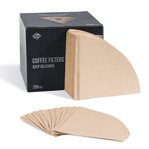 V60 용지,종이 커피 필터, 사이즈 02 봉 용지,종이 필터 by CrossCreek 200 시트 일회용 표백되지않음 콘 커피 드리퍼 Papers 필터 6204-30001-01A
