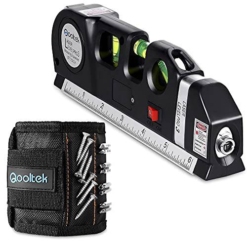 Qooltek 다용도 레이저 레벨 레이저 라인 8 feet 치수, 측정 테이프 툴 벨트 자석 Wristbandfor 고정,접착 스크류