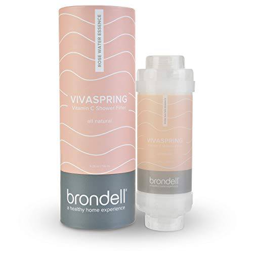 Brondell VivaSpring Vitamin C 샤워 필터, 로즈 워터 에센스 향  필터 Contaminants like 프리 염소, 간편 설치, Filtered 샤워 워터 더건강한 스킨&  헤어