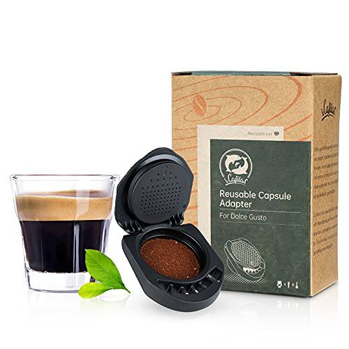 i Cafilas 리유저블,재사용 캡슐 어댑터 Dolce Gusto, 지원 필 Your Favorite 커피 파우더 호환가능 피콜로 XS/ Genio S (1 어댑터)