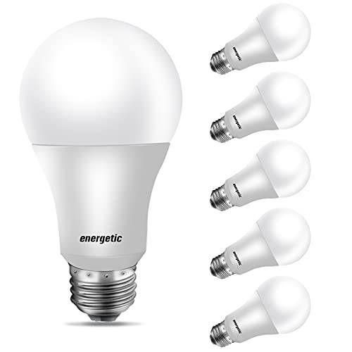 LED 전구 100 와트 Equivalent，Daylight 5000K A19 밝기조절가능 라이트 전구, 13.5W 1600lm CRI80+, 15000Hrs, UL Listed, 6-Pack