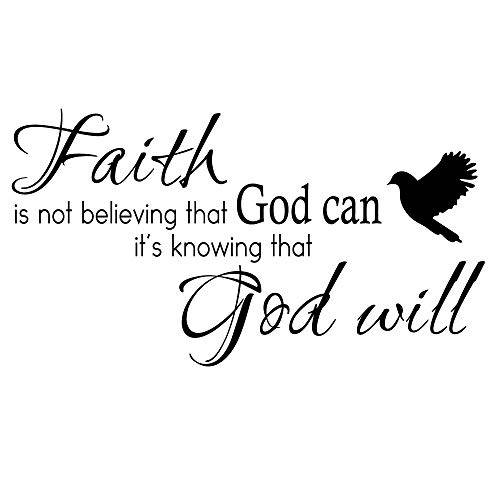 Faith is Not Believing That God Can It’s Knowing That God Will 비닐 벽면 데칼 Christian 문구,인용구 종교적인 아트 글자 장식
