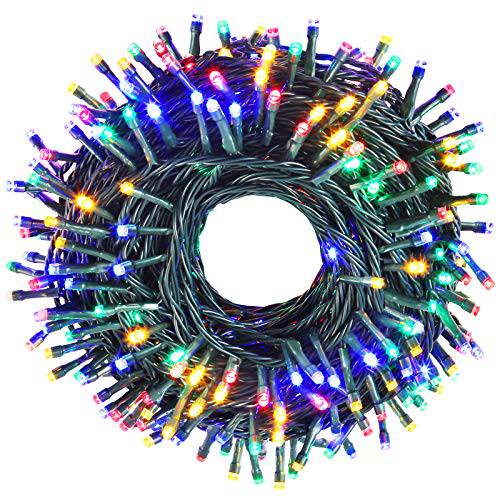Holahome Led 크리스마스 스트링 라이트 아웃도어 실내 - 115Ft 300 LED UL 인증된 8 모드 End to End 플러그 - 멀티 컬러 페어리 라이트 크리스마스 트리, 웨딩, 파티오,발코니, 가든, 홀리데이 장식