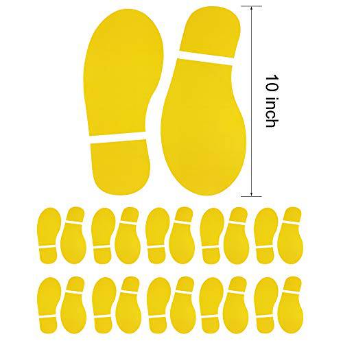 10 쌍 20 인쇄물 Yellow 성인 사이즈 신발 발자국 스티커 데칼,도안 바닥 벽면 계단 to 가이드 Directions, 10 인치