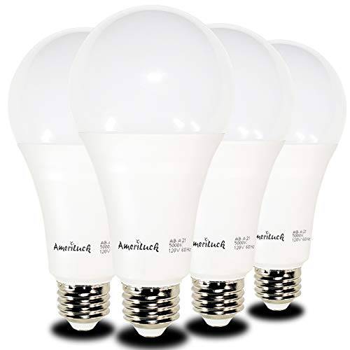 AmeriLuck 3-Way LED 라이트 전구 A21, 50-100-150W 호환 (5000K | 일광, 4 팩)
